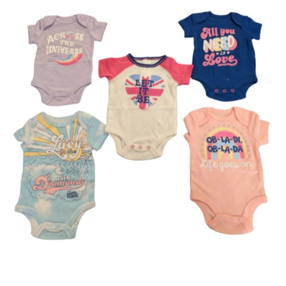 Baby Onesie Bundle Set of 5 | Music Theme Lennon & McCartney | New Without Tags
